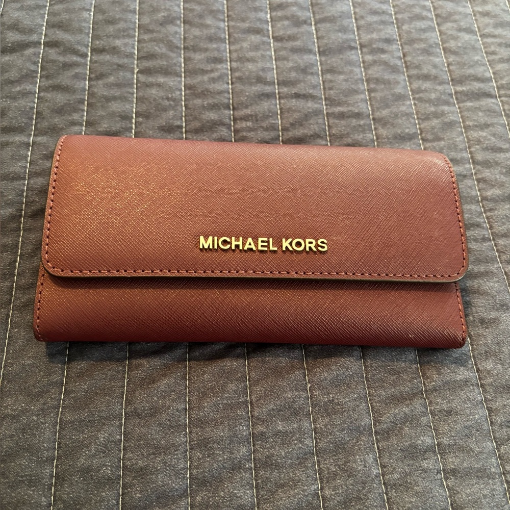 Michael Kors Chestnut Wallet with Gold Logo